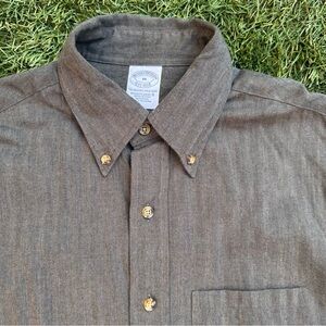 Brooks Brothers Men’s BrooksFlannel Wool Blend Twill Button Down Shirt Cottage M